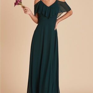 Birdy Grey Jane chiffon emerald Off-Shoulder Maxi Dress